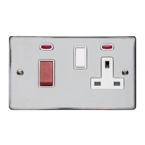45A Red Rocker Cooker Unit with 13A Socket and Neon
