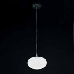 Nemo Maga Pendant, opal white blown glass hanging ceiling lamp by Nemo Italianaluce