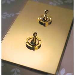 2 Gang 20A Vertical Intermediate Dolly Switch in Unlacquered Brass from Forbes and Lomax