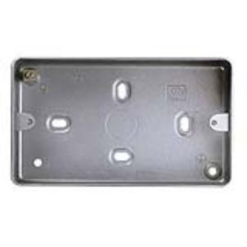 MK K830ALM 2 Gang Metal Clad Mounting Box 38mm without Knockouts (Double Back Box)