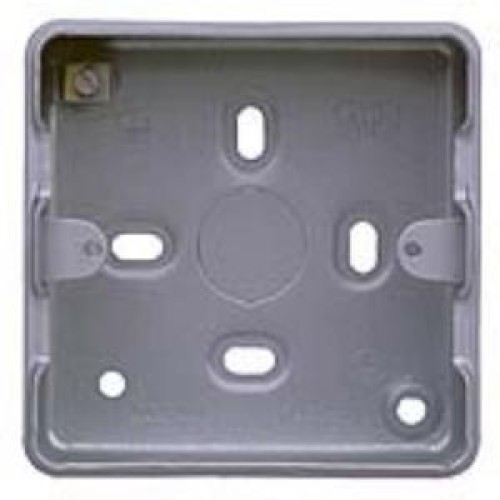 MK K8891ALM 1 Gang Aluminium Surface Box for 1 or 2 Grid Modules 38mm 5 x 20mm Knockouts