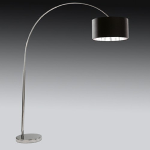 Ark Large Floor Lamp in Chrome (complete with black shade and silver liner)