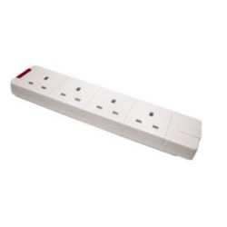 13Amp 4 gang trailing socket, white four extension sockets with neon