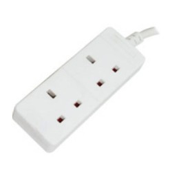 Two Gang 13A extension lead, 2G socket 5 metres white lead