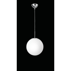 Nemo Asteroid 50cm dia Pendant, Large 500mm Opal White Glass Globe Suspension Lamp with Chrome