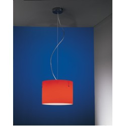 Nemo Donna Minor Pendant in Red, Lux Suspension Light with Red Cylindrical Shade by Nemo