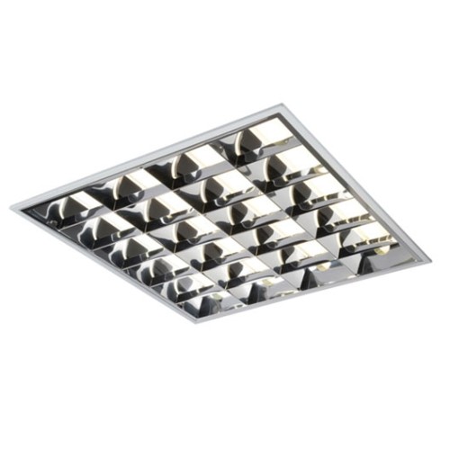Recessed Modular 4 x 18W T8 High Frequency Fluorescent Fitting 600 x 600mm + Cat 2 Louvre
