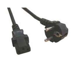 IEC connector to 2m schuko plug, black IEC connector power lead