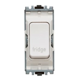 MK K4896FGWHI Grid 20A Double Pole Switch, Marked 'Fridge' in White
