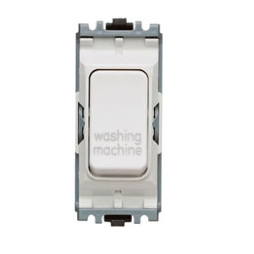 MK K4896WMWHI Grid 20A Double Pole Switch Marked 'Washing Machine' in White