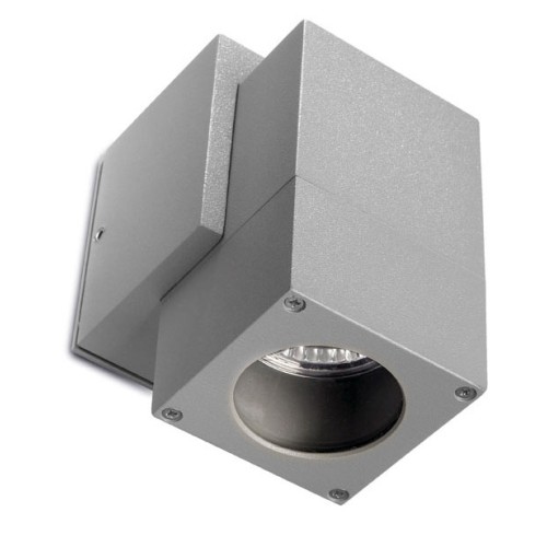 Icaro Single Cube Outdoor Wall Spotlight IP44 satin gray 50W GU10