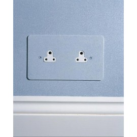 2 Gang 2A Unswitched Double Socket in Painted Plate and White or Black Plastic Insert