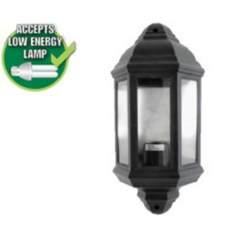 Half Lantern in Black, Traditional Amenity Outdoor Light IP44 Rated
