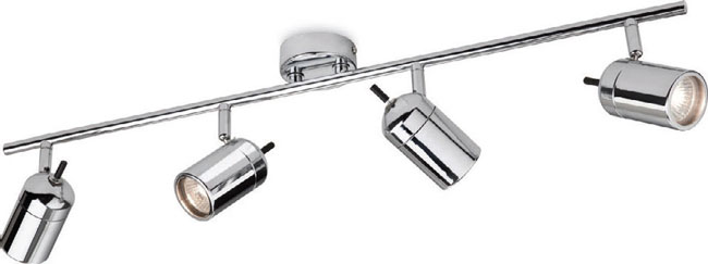 Atlantic 9080CH Bathroom Ceiling Spotlights, Four Ceiling Spots on a Bar for Bathroom