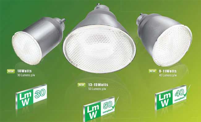 The new Aurora Luna AU-GUF4011/30 lamps are super-energy saving solutions - great alternatives to the halogen lighting. The entire range of Aurora Luna Lights provides compact, energy saving alternatives to halogen lighting! The special SGU10 lampholder prevents the insertion of halogen lamps in compatible luminaires, and the 40 lumnes per Watt output allows this range to be compliant with the Building Regs Approved Doc. L1A/B. Fully compliant with the Part L1 and 40Lm/W! These new energy saving Luna Lamps from Aurora Lighting can be used with the Fire Rated Downlights(see the Aurora Part L1 AU-DLM841 and Aurora Part L1 AU-DLM843), and offer the following light colours: Cool White, daylight white, and warm white. 