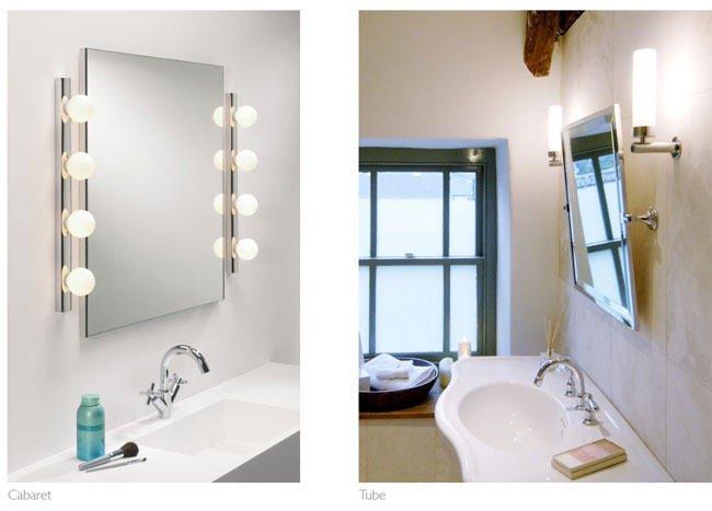 Examples of Bathroom Wall Lights: the AX0499 Cabaret Bathroom Light(on the right) and the AX0274 Tube Bathroom Light(on the left)