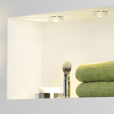 Bathroom LED Lights in a storage niche - the AX0554 Mint LED round light
