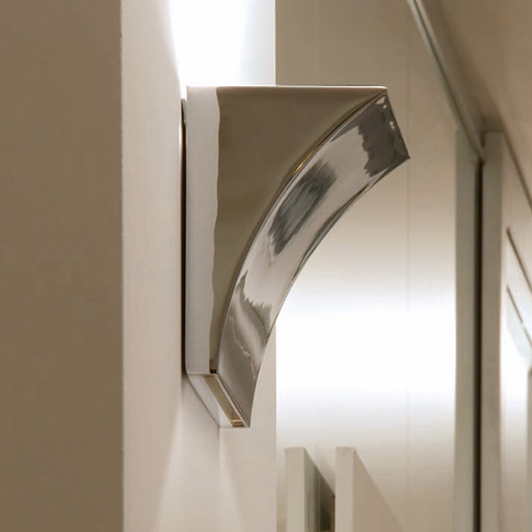 Chrome Flos Pochette wall light, designer range - Install it in restaurants, corridors, halls, or anywhere else indoors where you need up and down lighting.