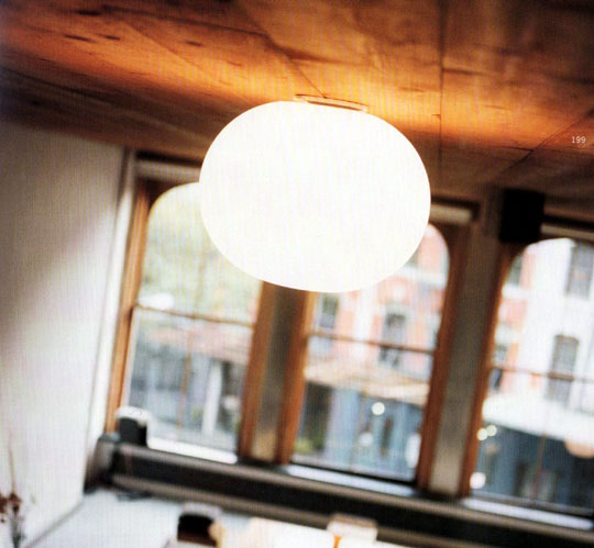 When you hear "desk light" you might think "lamps" - and we're going to talk about those in a moment - but a ceiling light will illuminate those spaces outside the relatively small areas covered by the lamps. [in the picture: the Flos Glo-Ball ceiling lamp]