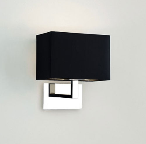 Connaught Wall Light with Polished Chrome and Black Rectangular Fabric Shade - Astro Lighting 0567