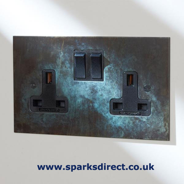 Forbes and Lomax Verdigris Double 13amp Socket