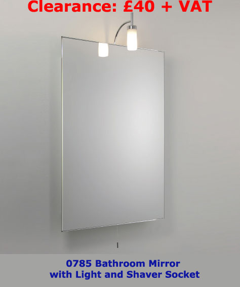 0785 Bathroom Mirror with Light and Shaver Socket as low as £40!