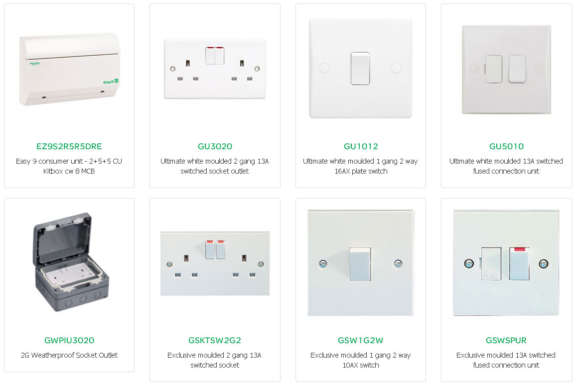 All these are available in our showroom in N19 5SE (Archway, London), where you can get them at a discounted price. Of course, you can also order them online, especially the DOMS552 Easy9 12 way domestic consumer unit.