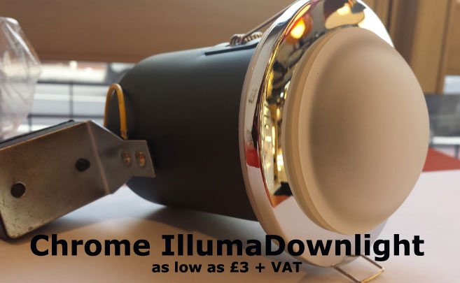 Illuma Shower Downlight in Chrome with Fire Protection