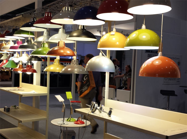 Cool looking color pendant light fixtures - we love the combination and the design!