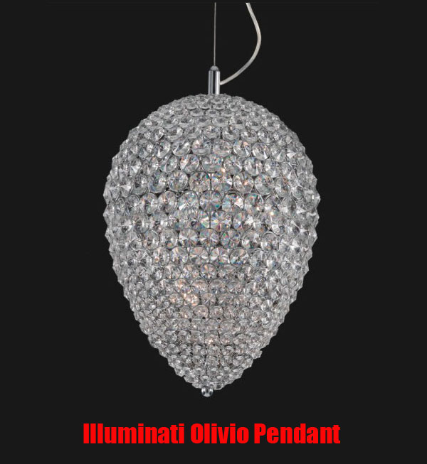 Illuminati Olivio Pendant Light Crystal with Chrome (30cm Diameter) (our code: ILX203)
