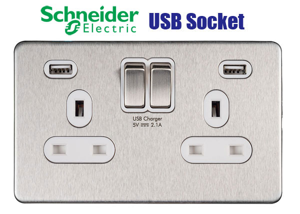 New USB Chargers / USB Sockets from Forbes and Lomax, Schneider, BG Nexus, and MK