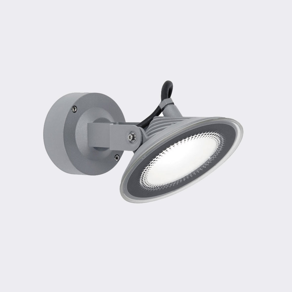Skade Grey LED Wall Light - This is the IP65 9W 3000K 605lm Skade Surface LED Spotlight in Satin Grey, LEDS-C4 05-9870-34-CL Exterior Wall Fitting.