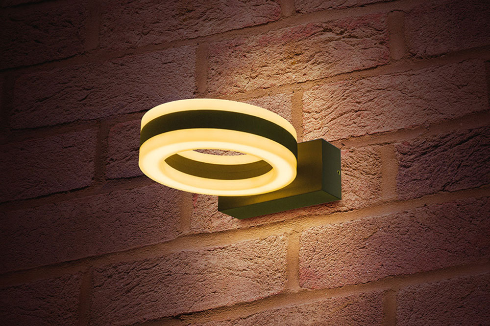 Integral LED Ciclo IP54 LED Outdoor Wall Light - a 11W 480lm 3000K LED wall fitting in Dark Grey and a 140mm Diameter Circular Design.