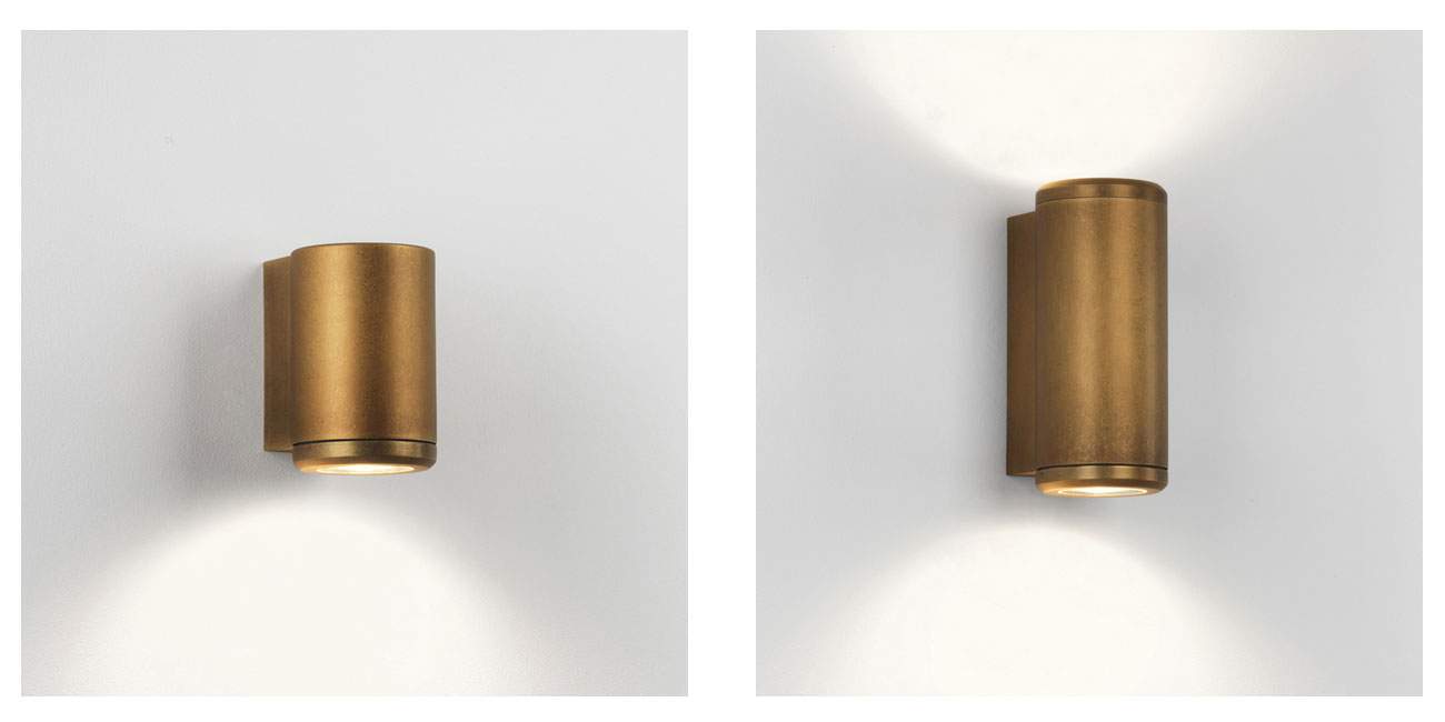 Jura Single or Twin Wall Light in Antique Brass taking GU10 lamps, great for coast lighting.