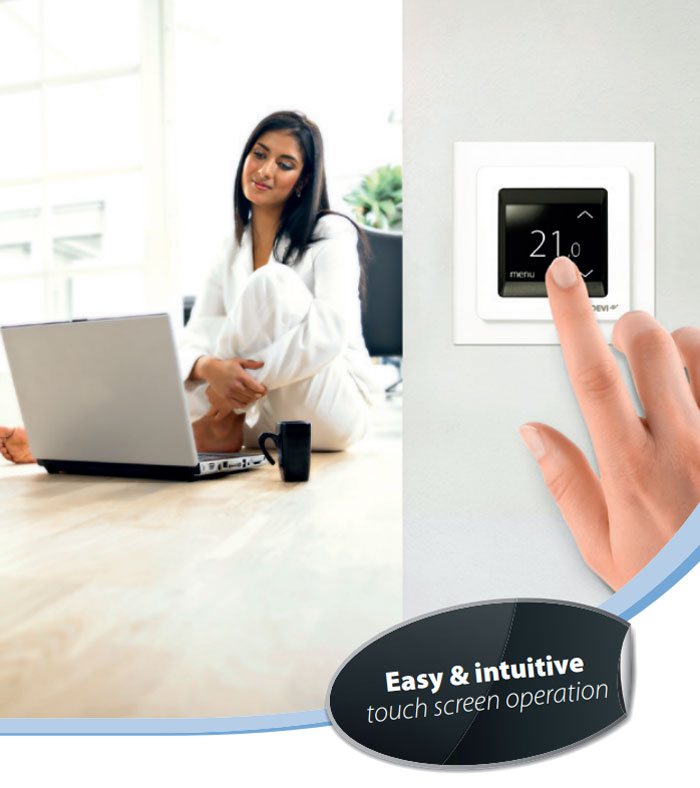 How to Keep Warm in this Cold Weather with DEVI Underfloor Heating - see the Intelligent Touch-Screen Thermostat from DEVI