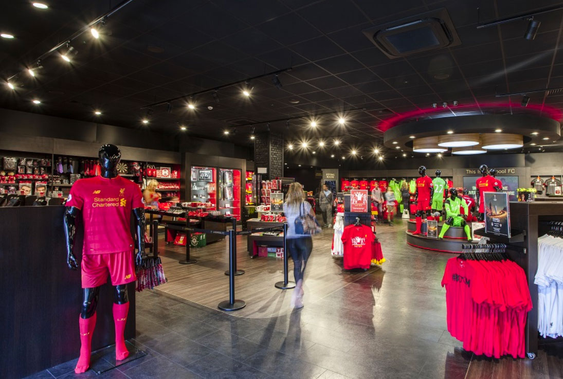 Illuma Gridspot LED used in Williamson Square Sports Store, Liverpool, UK, for the Liverpool Football Club. 