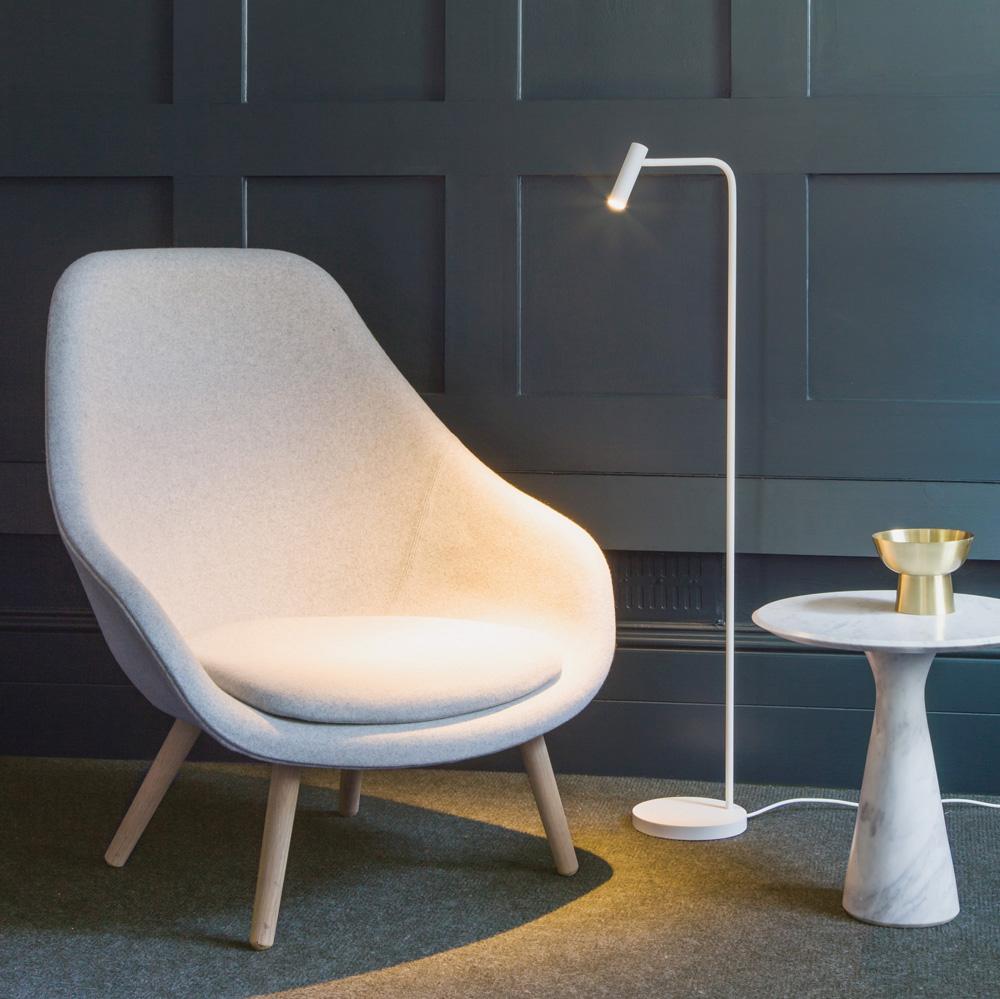 AX4569 - the Astro Lighting Enna Floor LED Lamp in Matt White using a 4.5W 2700K 124lm LED Lamp (non-dimmable) with Switch on the Cord