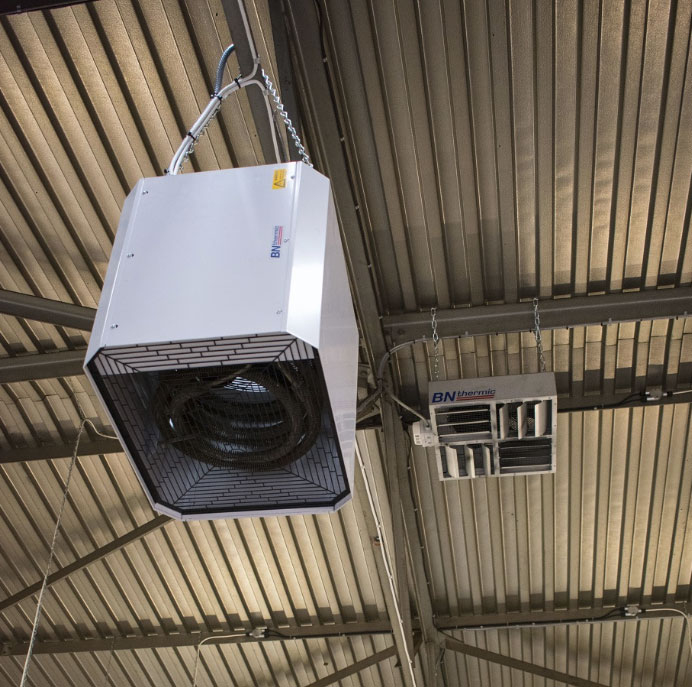 The solution BN Thermic provided was perfect in its simplicity. Four industrial units would deliver 50kW of heat, and they would be suspended from the ceiling.