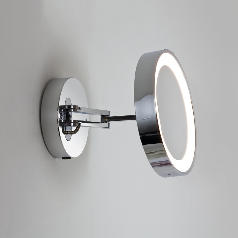 Catena Illuminated Round Mirror Light with Adjustable Arm - Pay Less for your High Quality Bathroom Wall Lights at Sparks